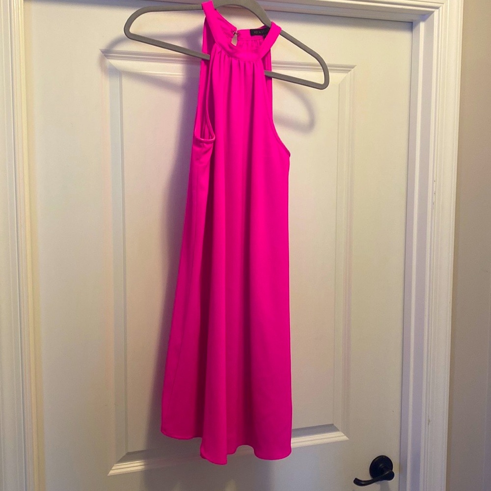 Bright pink halter dress